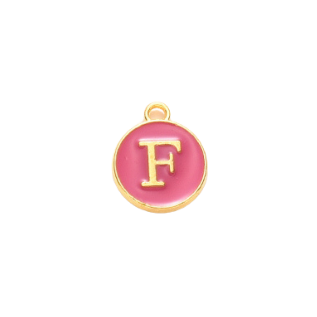 Gold Alloy Colorful Round Initial Charm Individual Letters