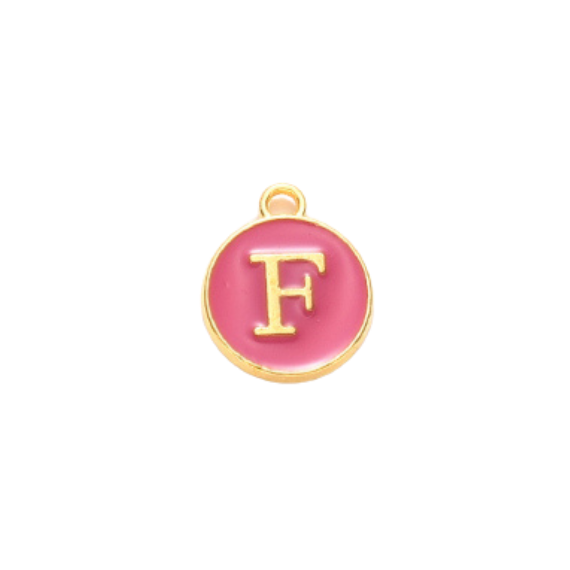 Gold Alloy Colorful Round Initial Charm Individual Letters