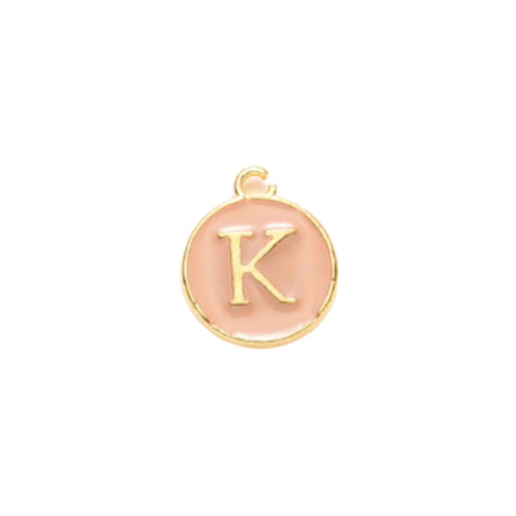 Gold Alloy Colorful Round Initial Charm Individual Letters