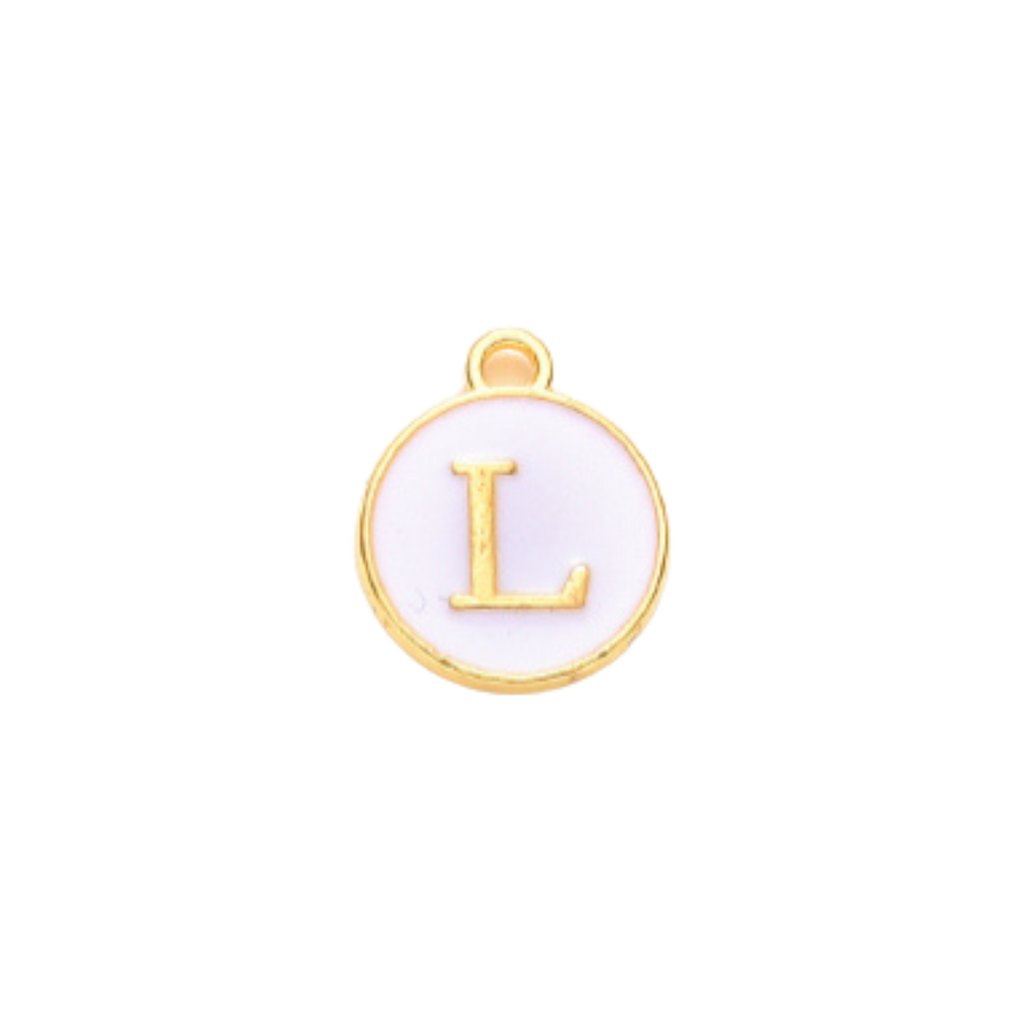 Gold Alloy Colorful Round Initial Charm Individual Letters