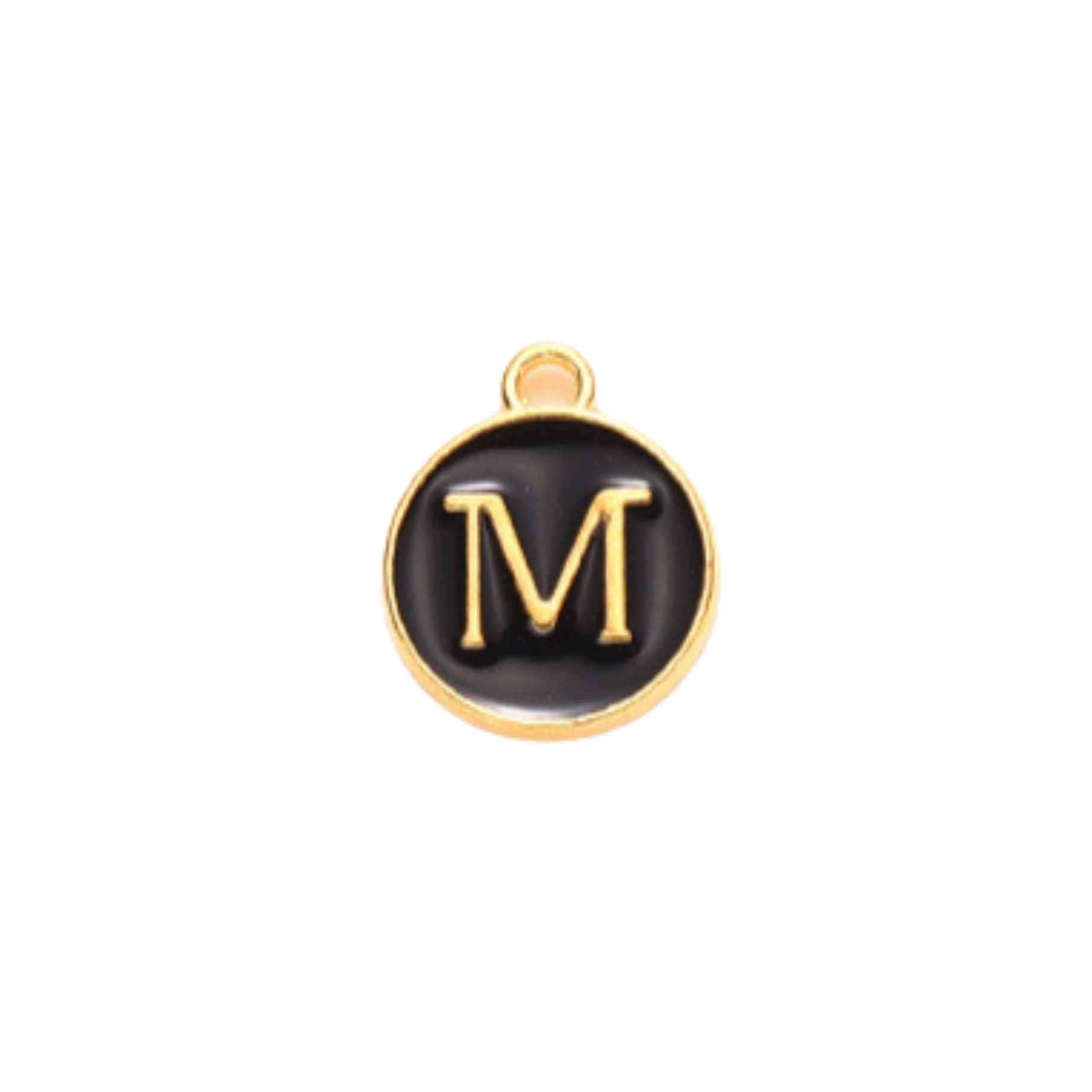 Gold Alloy Colorful Round Initial Charm Individual Letters