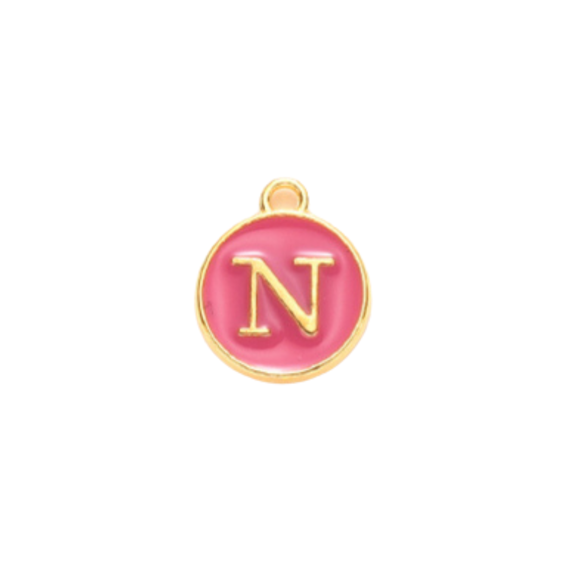 Gold Alloy Colorful Round Initial Charm Individual Letters