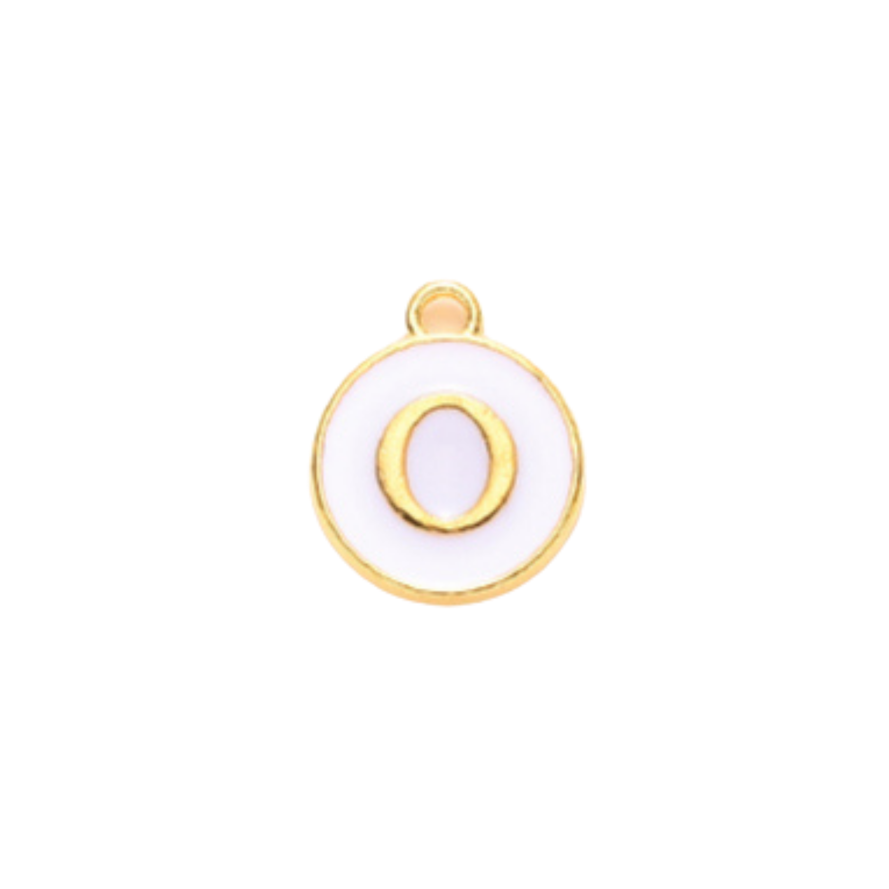 Gold Alloy Colorful Round Initial Charm Individual Letters