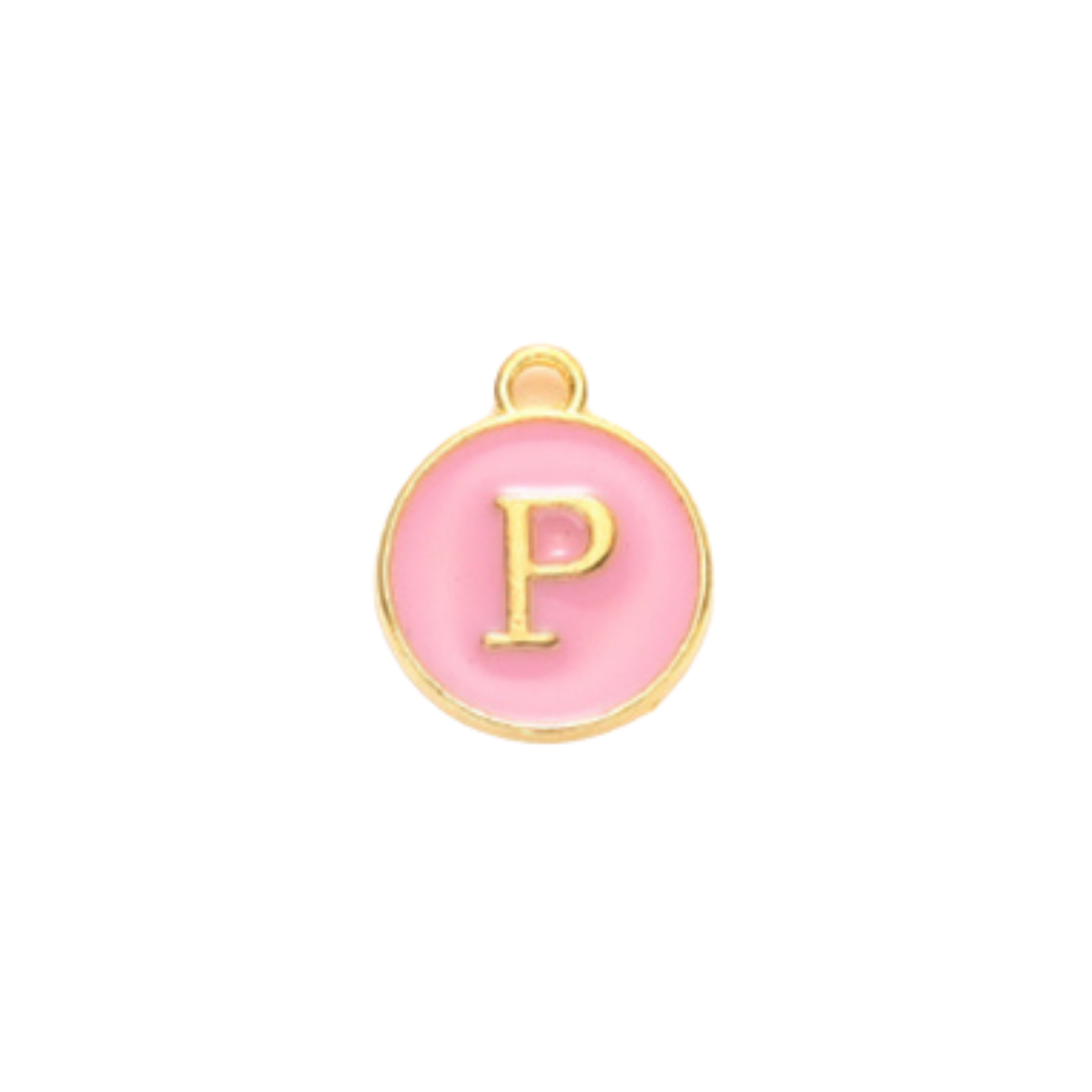 Gold Alloy Colorful Round Initial Charm Individual Letters
