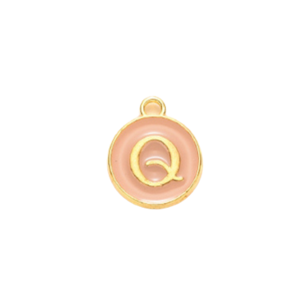 Gold Alloy Colorful Round Initial Charm Individual Letters