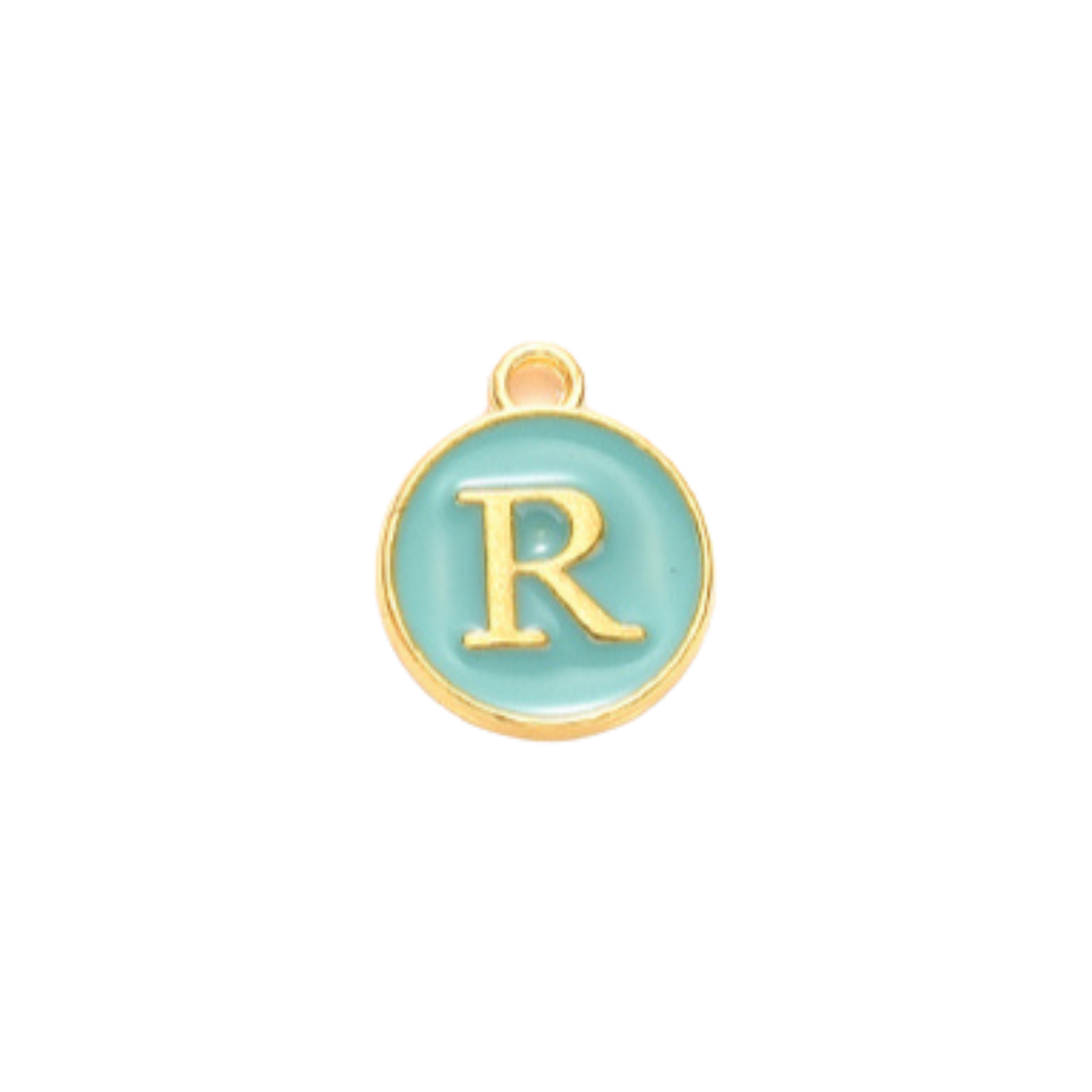 Gold Alloy Colorful Round Initial Charm Individual Letters