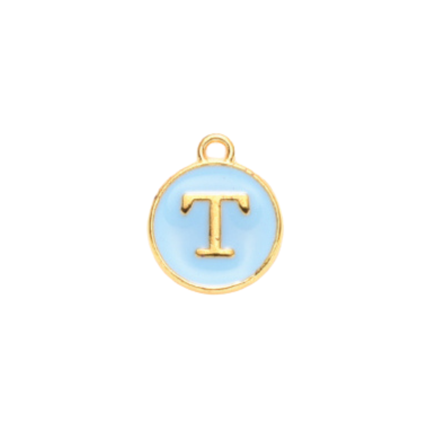 Gold Alloy Colorful Round Initial Charm Individual Letters