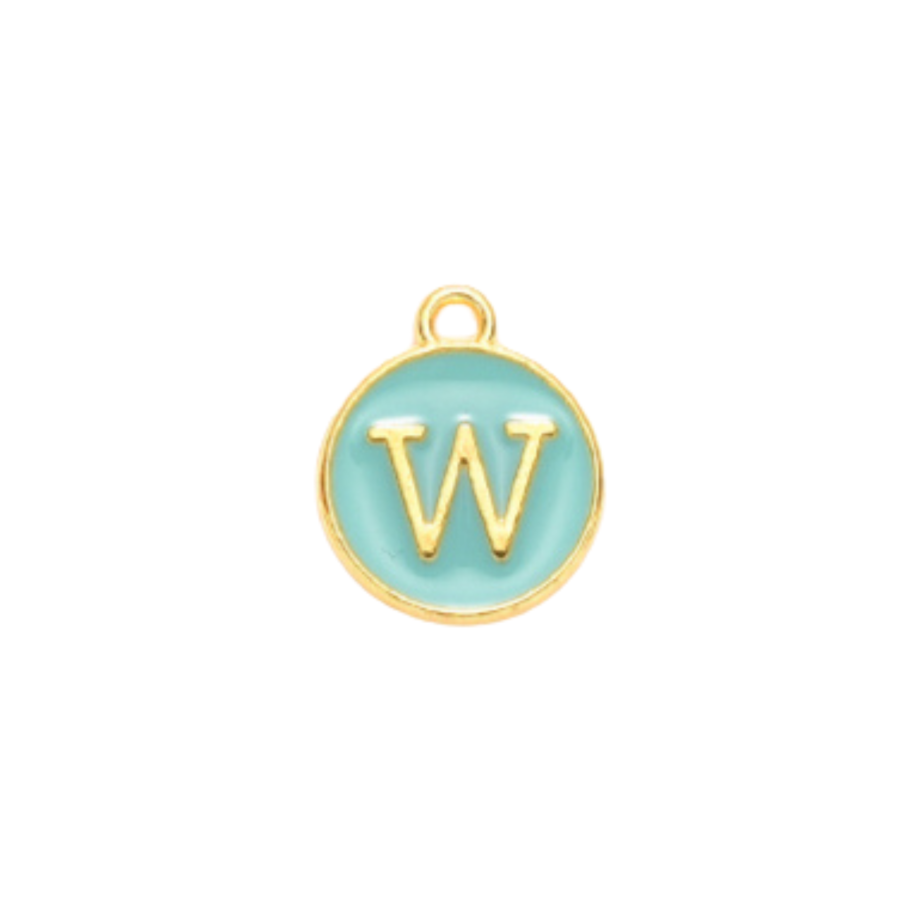 Gold Alloy Colorful Round Initial Charm Individual Letters