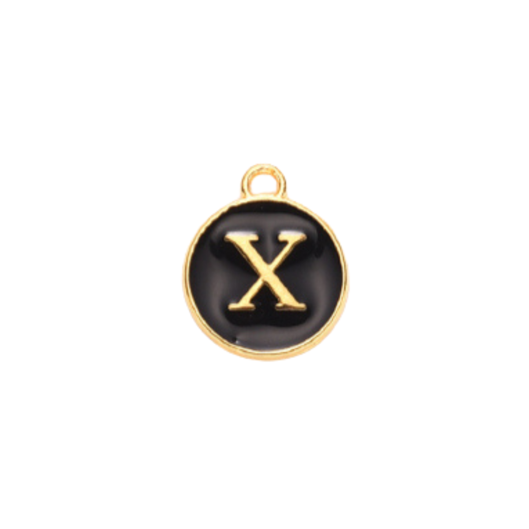Gold Alloy Colorful Round Initial Charm Individual Letters