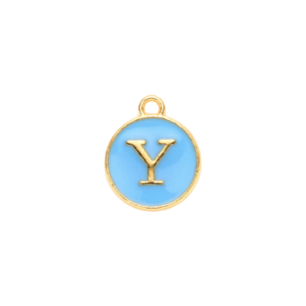 Gold Alloy Colorful Round Initial Charm Individual Letters