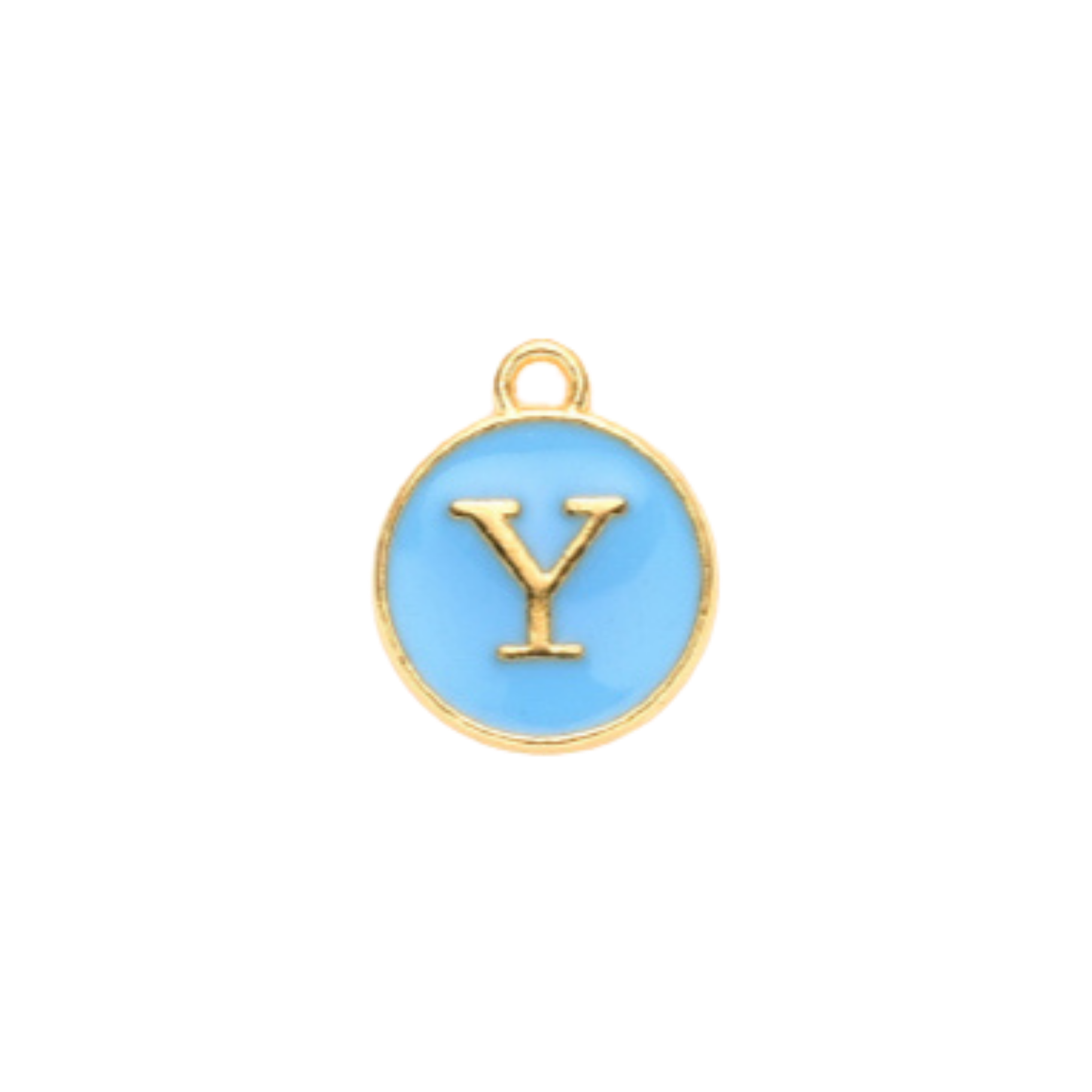 Gold Alloy Colorful Round Initial Charm Individual Letters