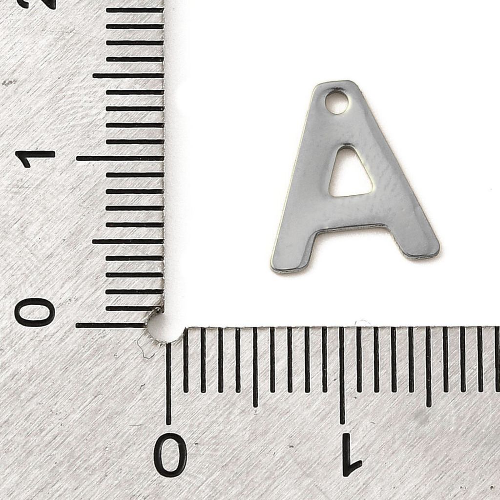 Silver Stainless Steel Initial Letter Charm Full Set