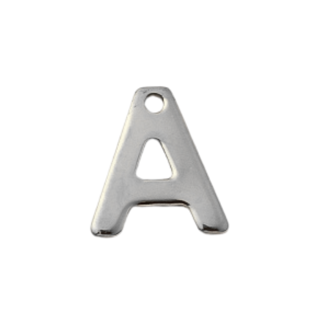 Silver Stainless Steel Initial Charm Individual Letters