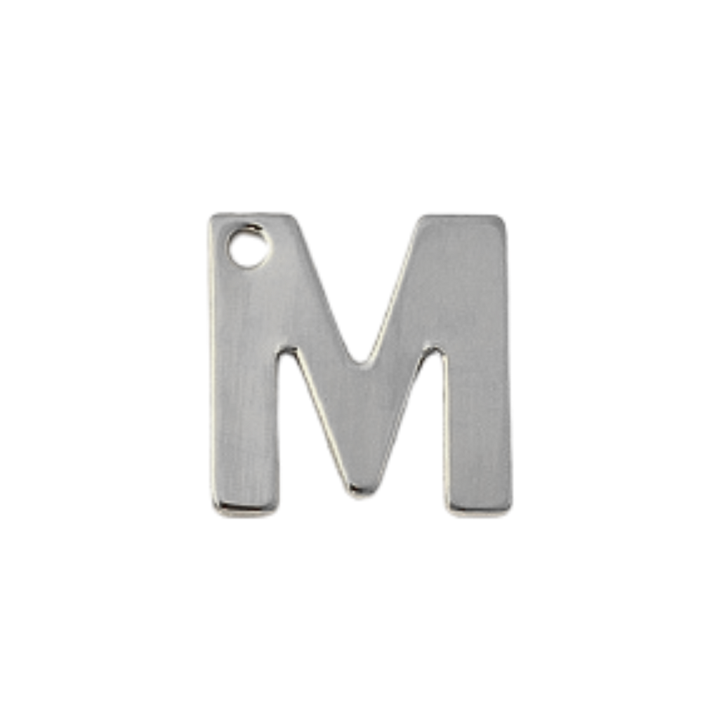 Silver Stainless Steel Initial Charm Individual Letters