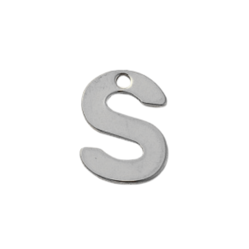 Silver Stainless Steel Initial Charm Individual Letters