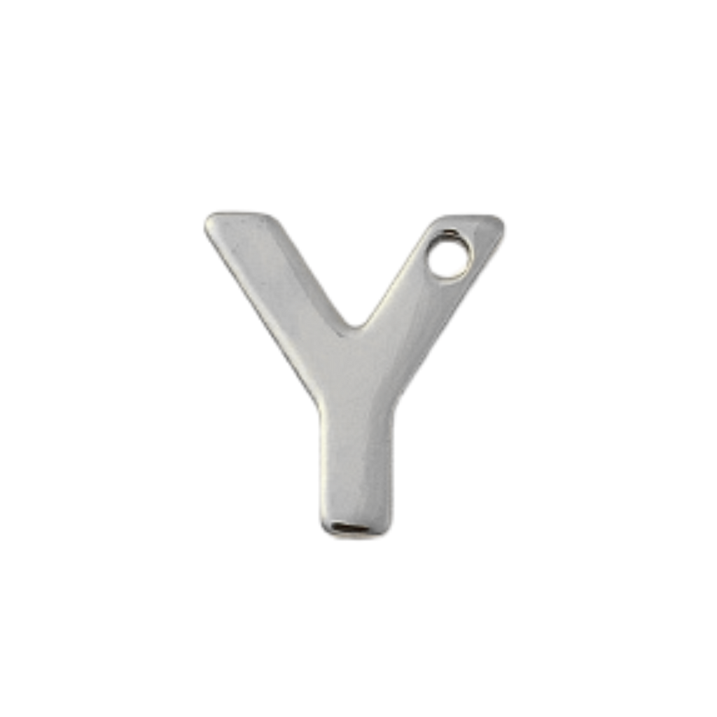 Silver Stainless Steel Initial Charm Individual Letters