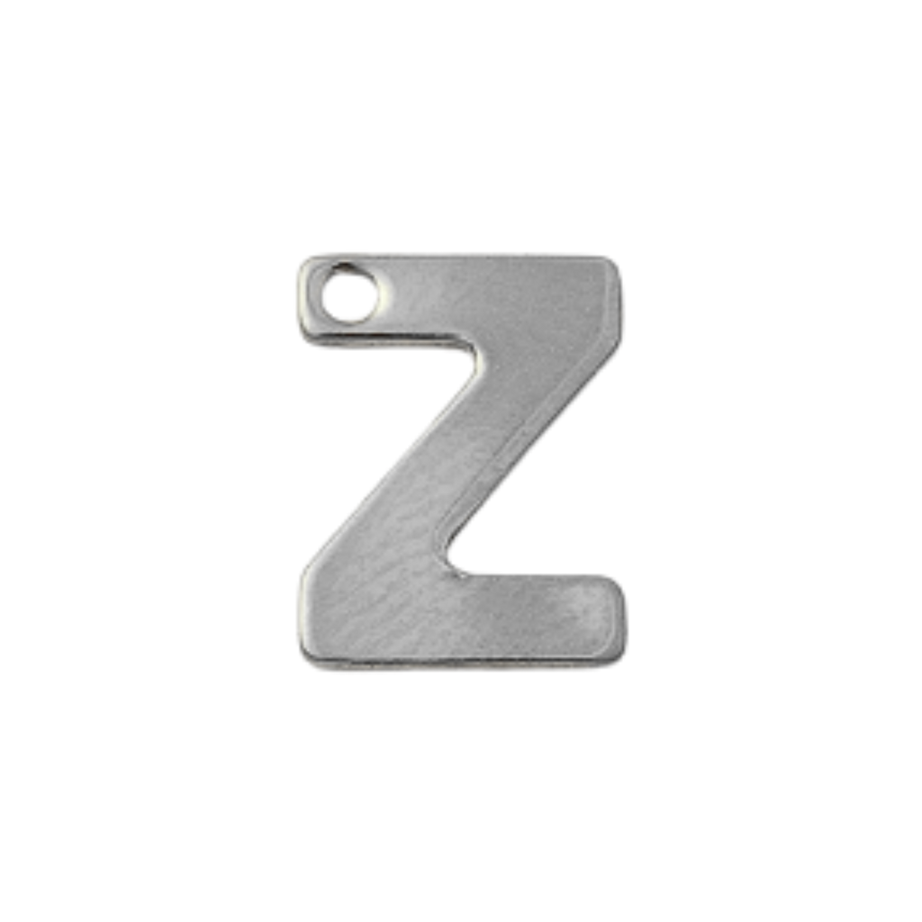 Silver Stainless Steel Initial Charm Individual Letters
