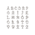 Silver Alloy Rhinestone Initial Letter Charm Full Set
