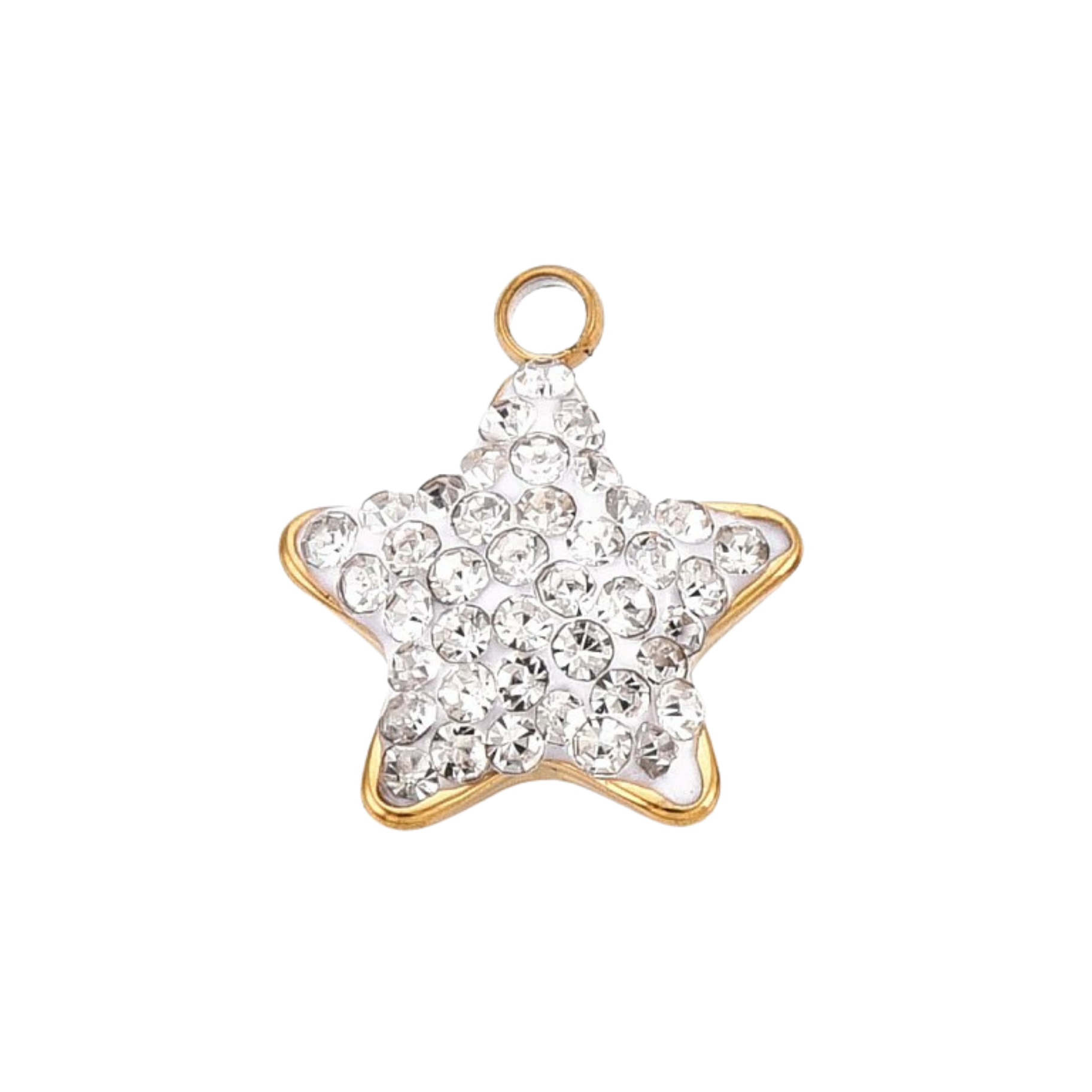 18k Gold Ion Plated Stainless Steel Rhinestone Star Charm