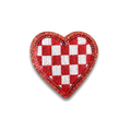 Red Checkered Heart Embroidered Patch - Iron-On Applique