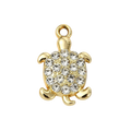 Gold Alloy Rhinestone Turtle Charm