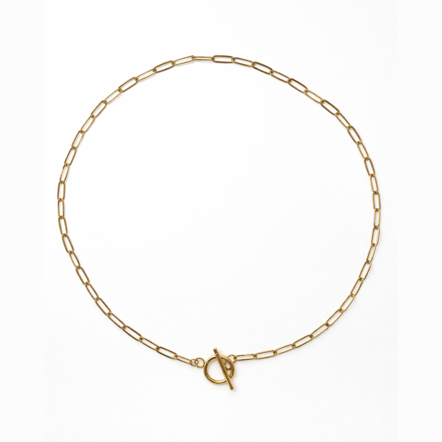 18k Gold PVD Stainless Steel Toggle Paperclip Chain Necklace