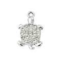 Silver Alloy Rhinestone Turtle Charm