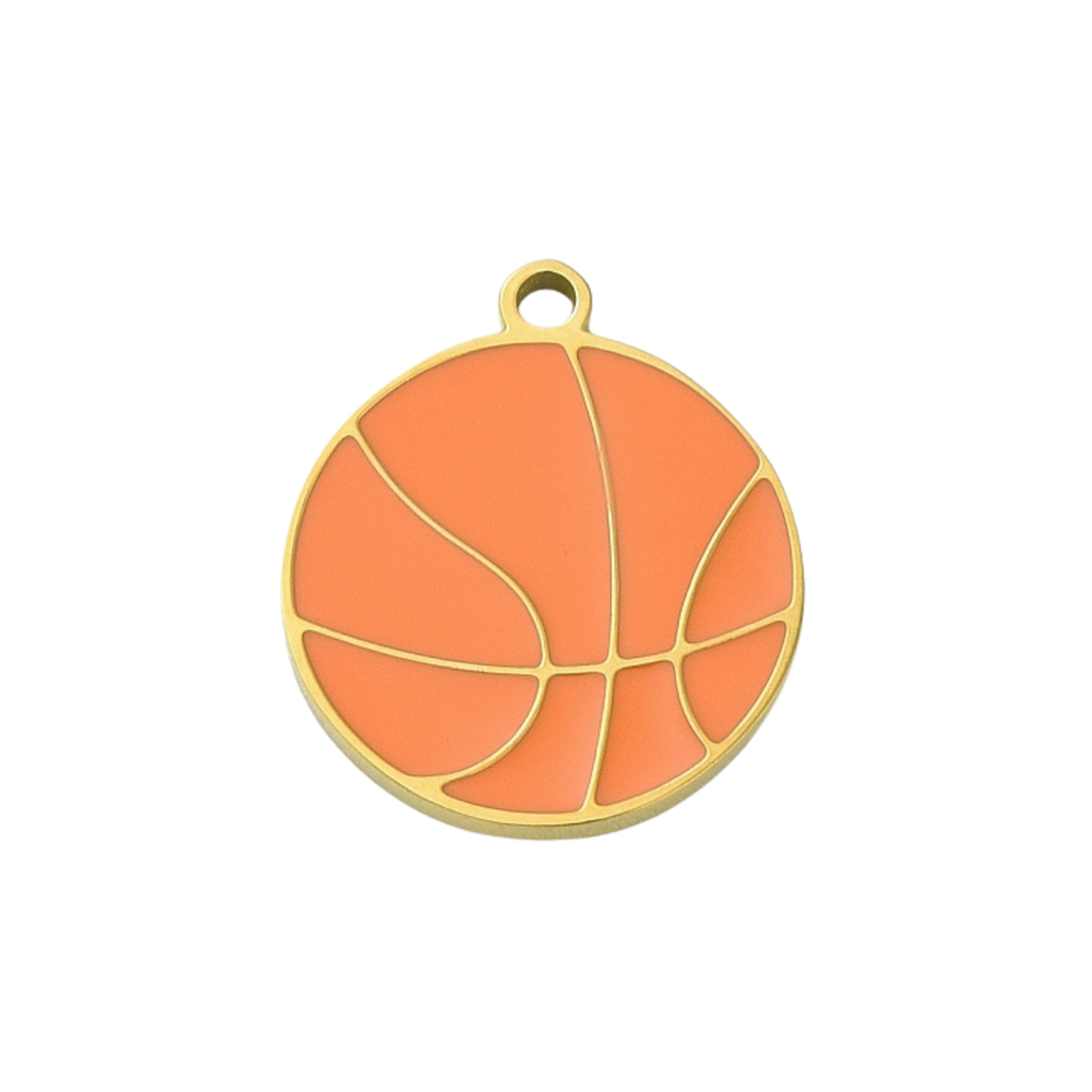 18k Gold Ion Plated Stainless Steel Basketball Charm