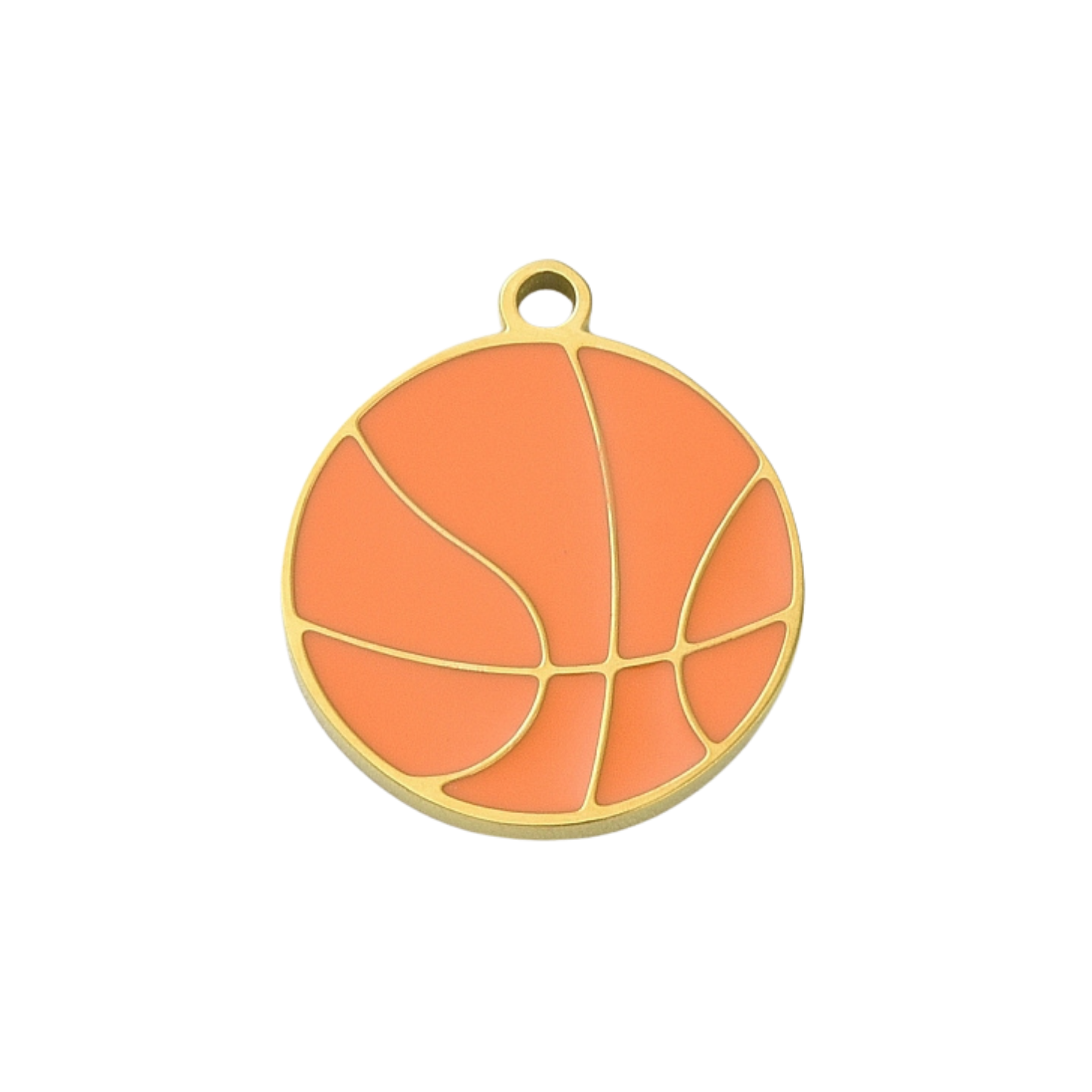18k Gold Ion Plated Stainless Steel Basketball Charm