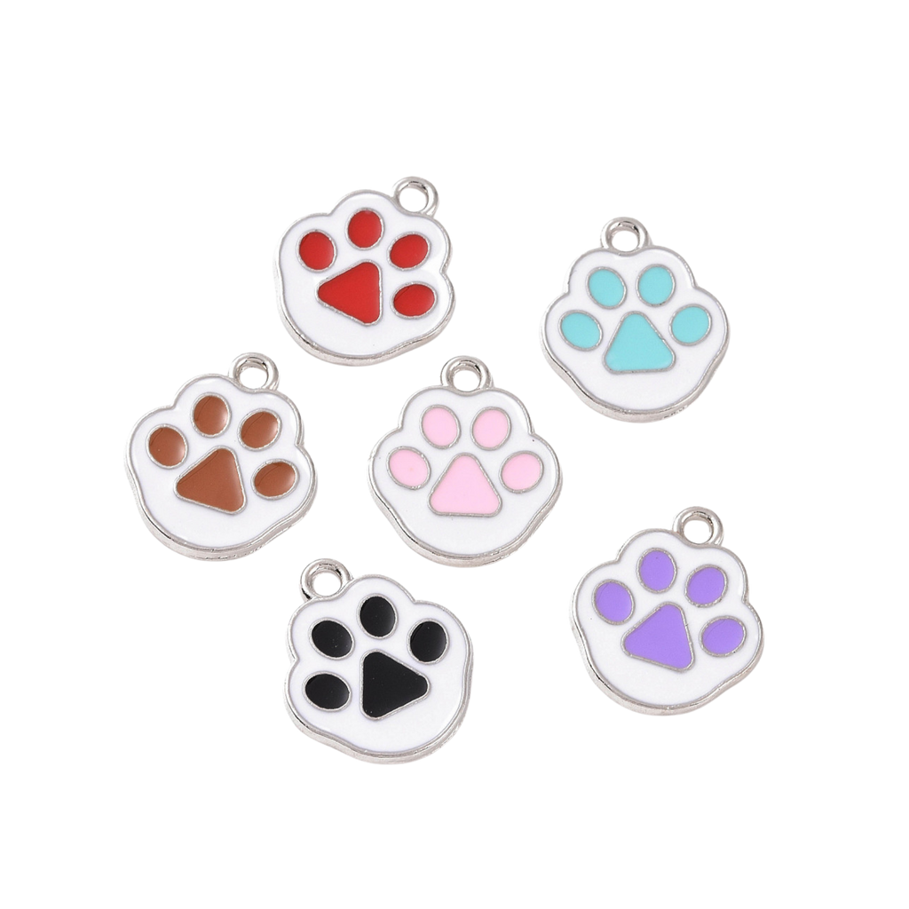 Silver Alloy Assorted Cat Paw Charm