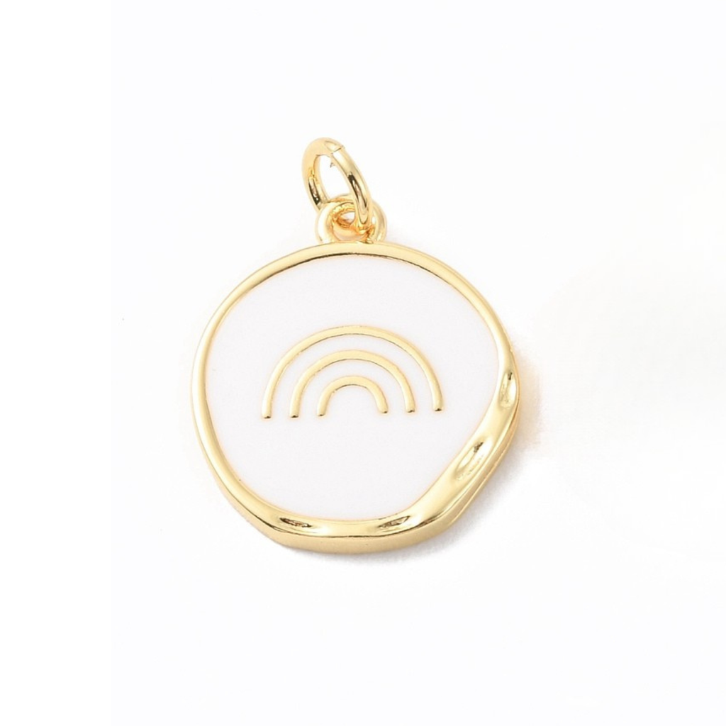 18k Gold Plated Brass Round Rainbow Charm