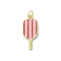 18k Gold Plated Brass Striped Pickleball Paddle Charm