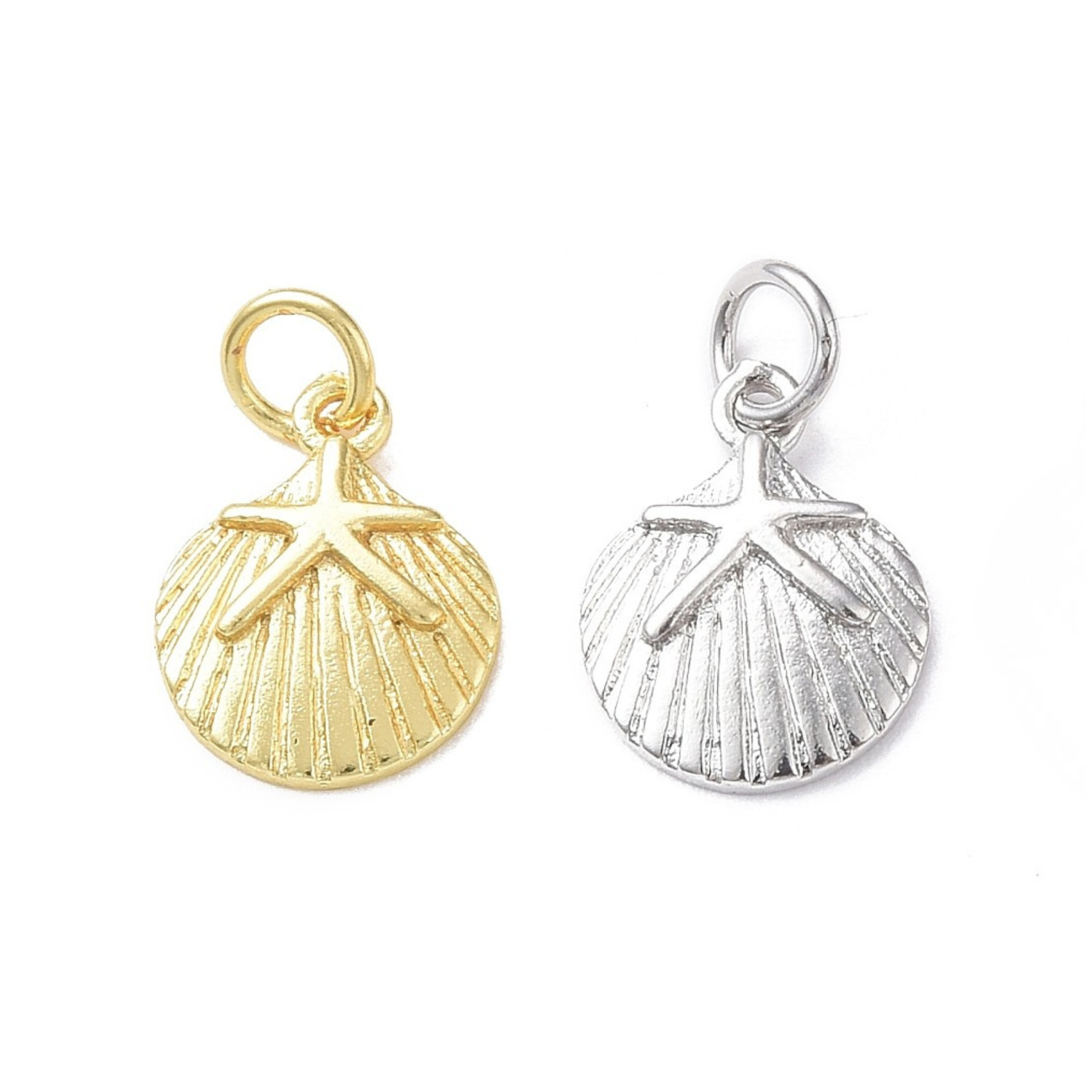 18k Gold Plated Brass Shell Starfish Charm