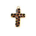 18k Gold Plated Stainless Steel Leopard Cross Charm