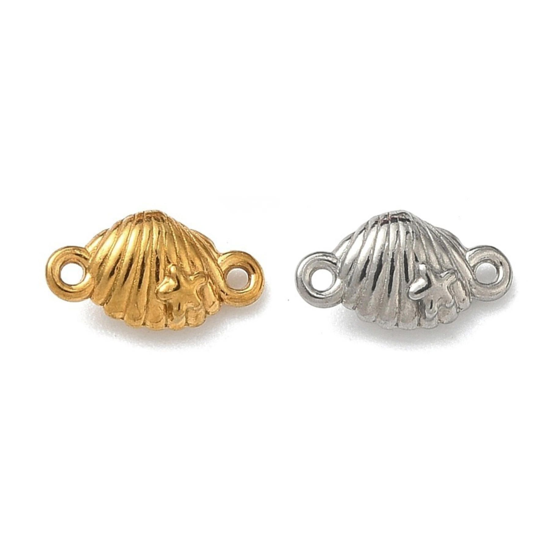 18k Gold Ion Plated Stainless Steel Seashell Connector Charm