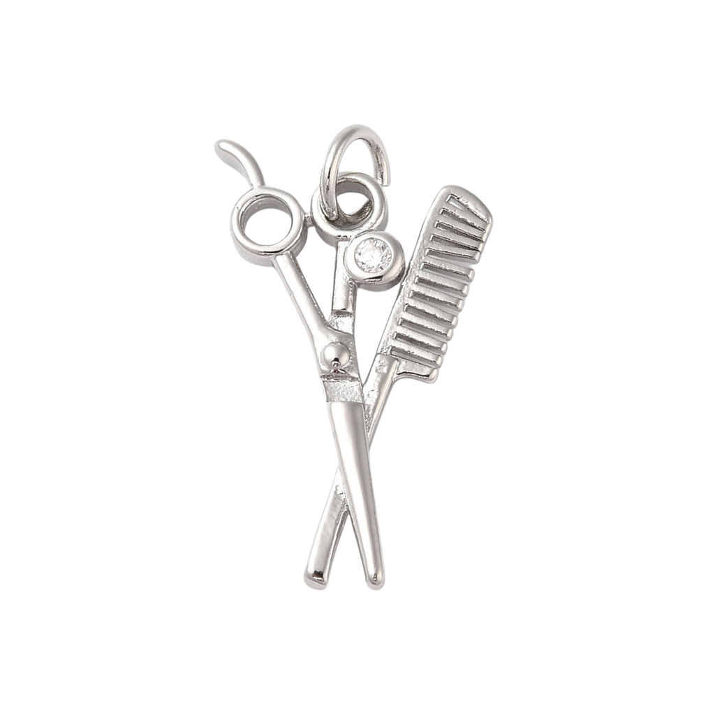 Silver Brass Stylist Tools Charm