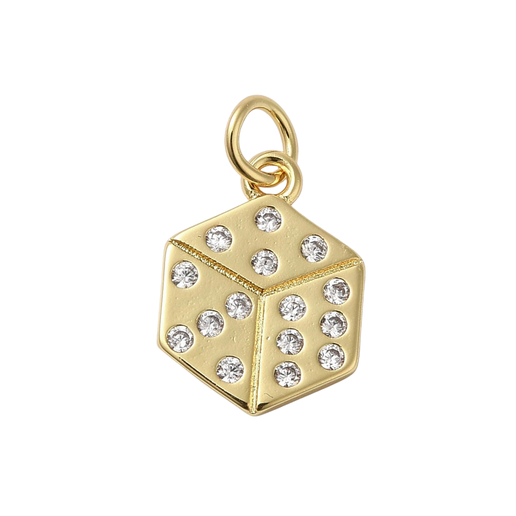 18k Gold Plated Brass Dice Charm