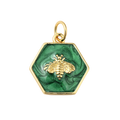 18k Gold Plated Brass Hexagon Bee Charm
