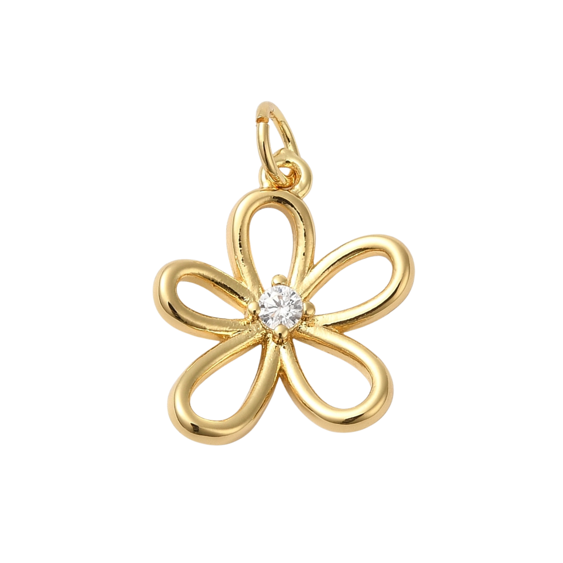 18k Gold Plated Brass Flower Charm