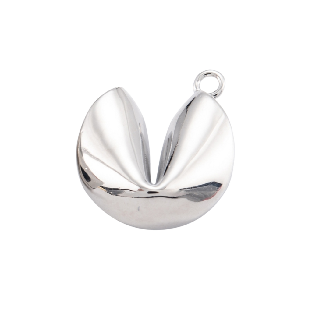 Silver Brass Fortune Cookie Charm