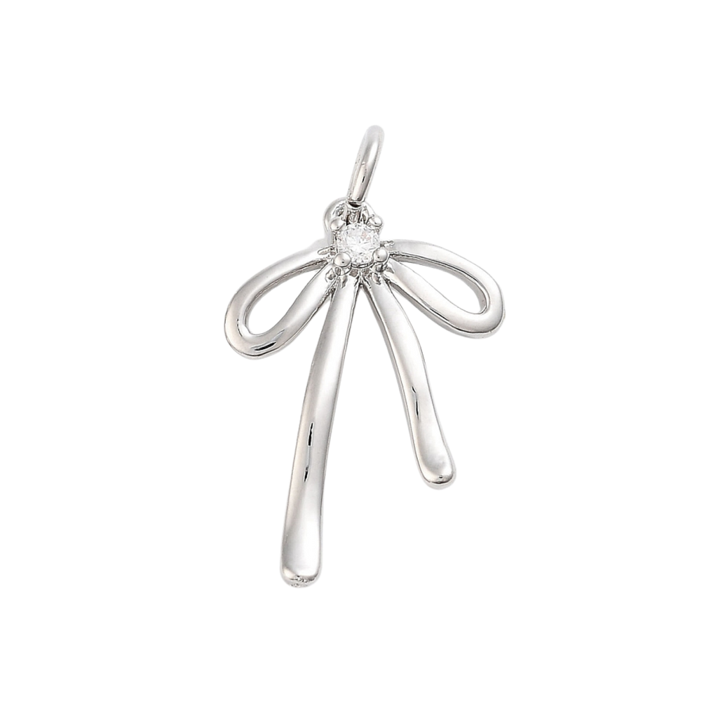 Silver Brass Bow Charm