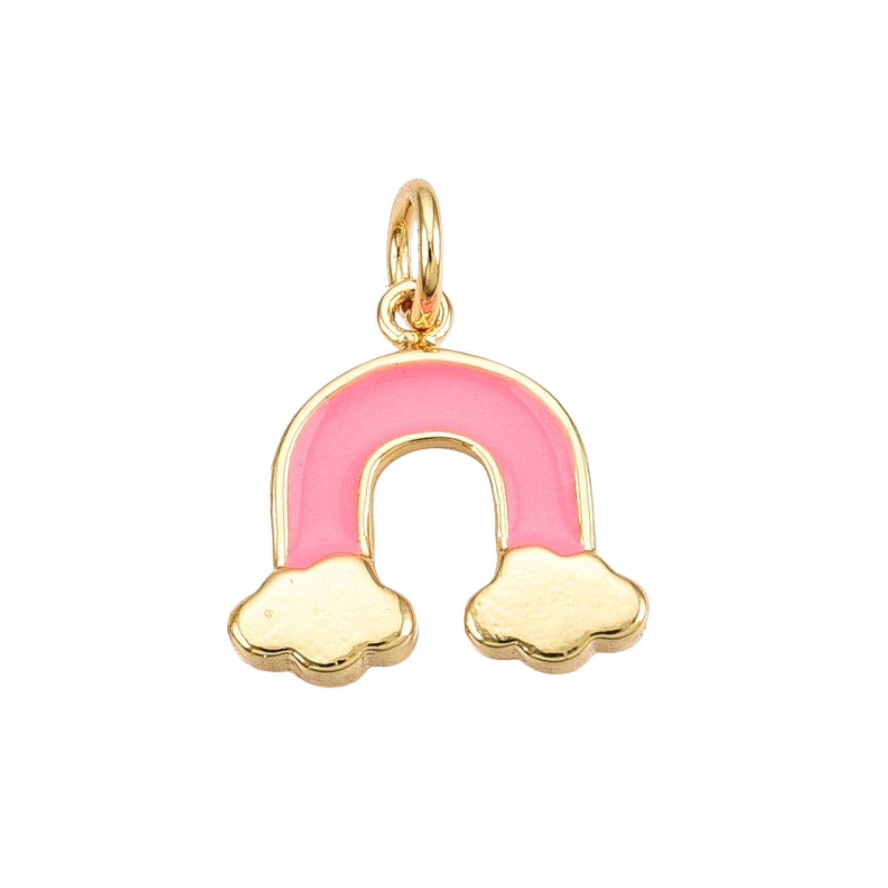 18k Gold Plated Brass Pink Rainbow Charm