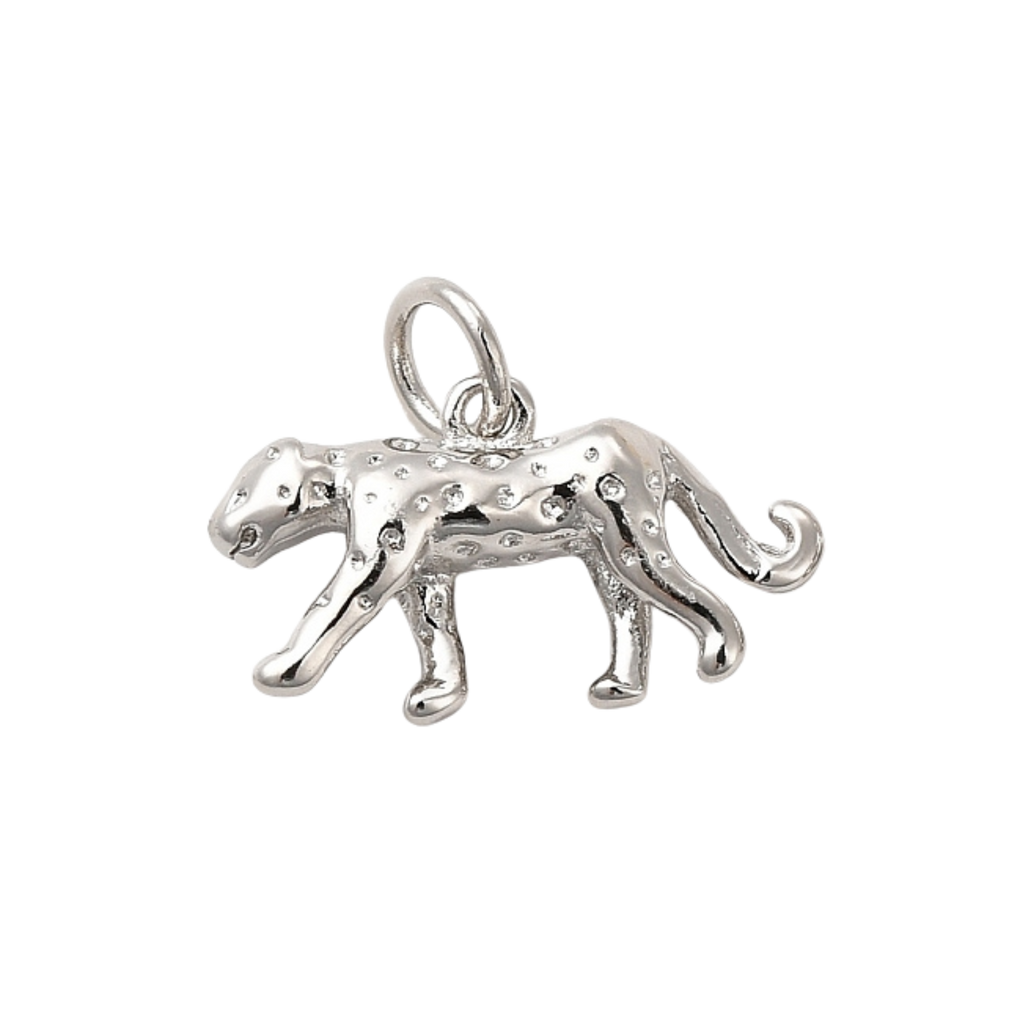 SIlver Brass Cheetah Charm