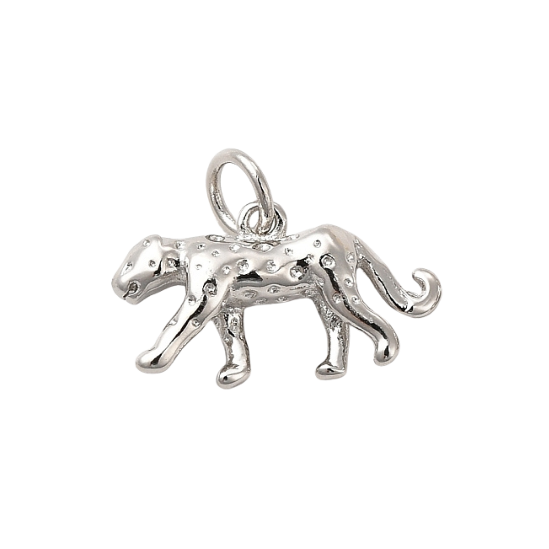 SIlver Brass Cheetah Charm