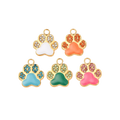 18k Gold Plated Stainless Steel Assorted Rhinestone Paw Print Charm