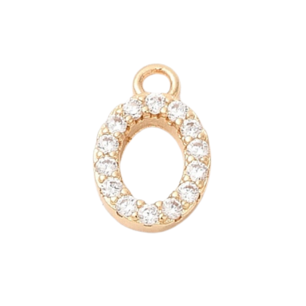 18k Gold Plated Brass Rhinestone Number Charm Individual Numbers
