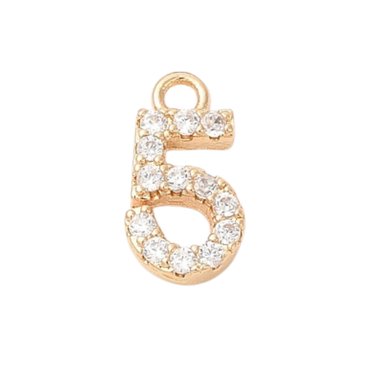 18k Gold Plated Brass Rhinestone Number Charm Individual Numbers