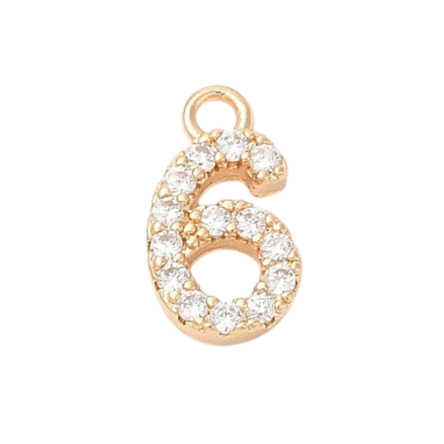 18k Gold Plated Brass Rhinestone Number Charm Individual Numbers