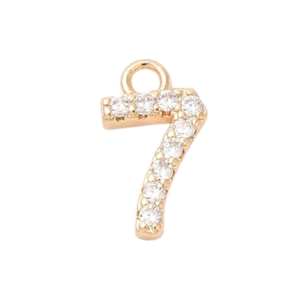 18k Gold Plated Brass Rhinestone Number Charm Individual Numbers