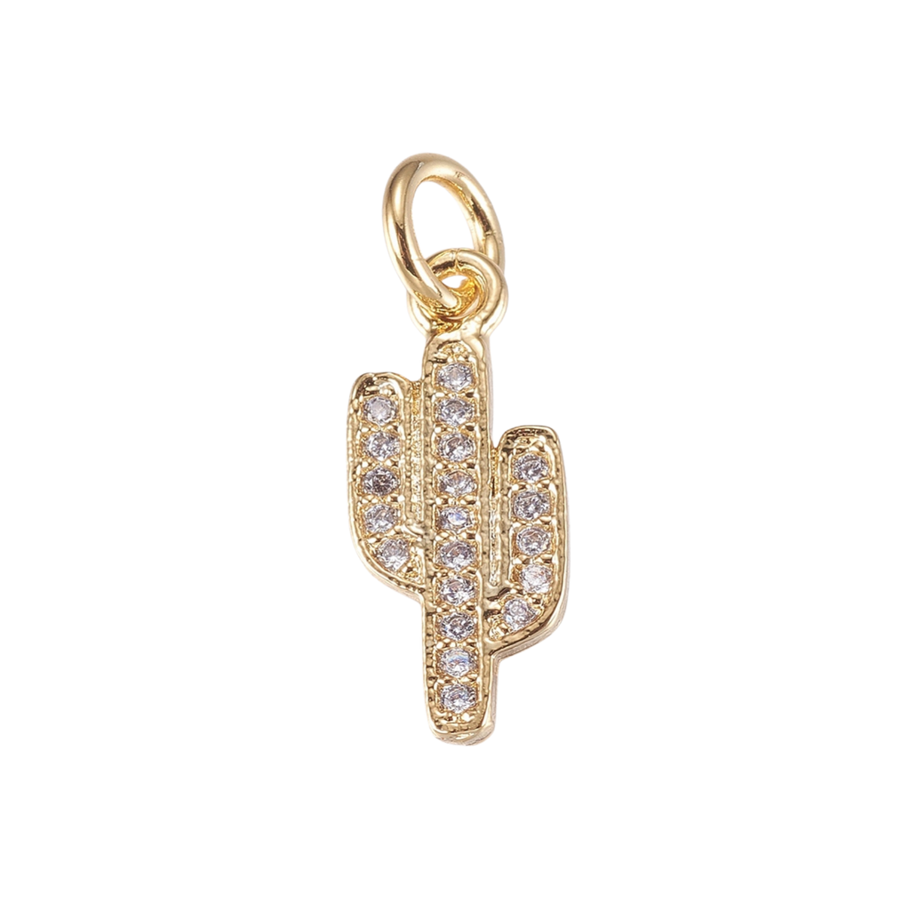 18k Gold Plated Brass Cactus Charm